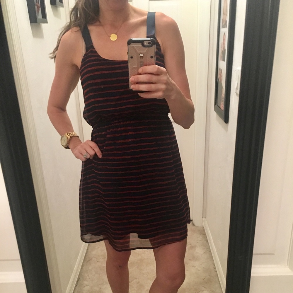 Xhilaration orange and blue stripe dress medium